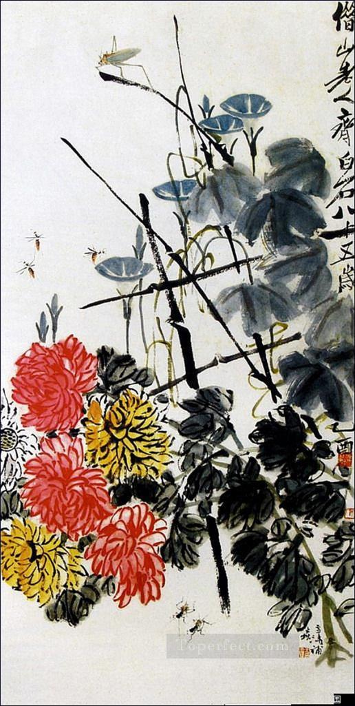 中国の伝統的なチーバイシの虫と花油絵